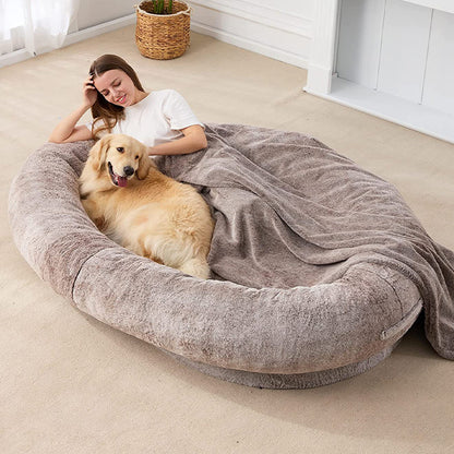 K & S | Großes Plüsch-Hundebett für Menschen - Bequemes & Waschbares Kuschelbett für Erwachsene