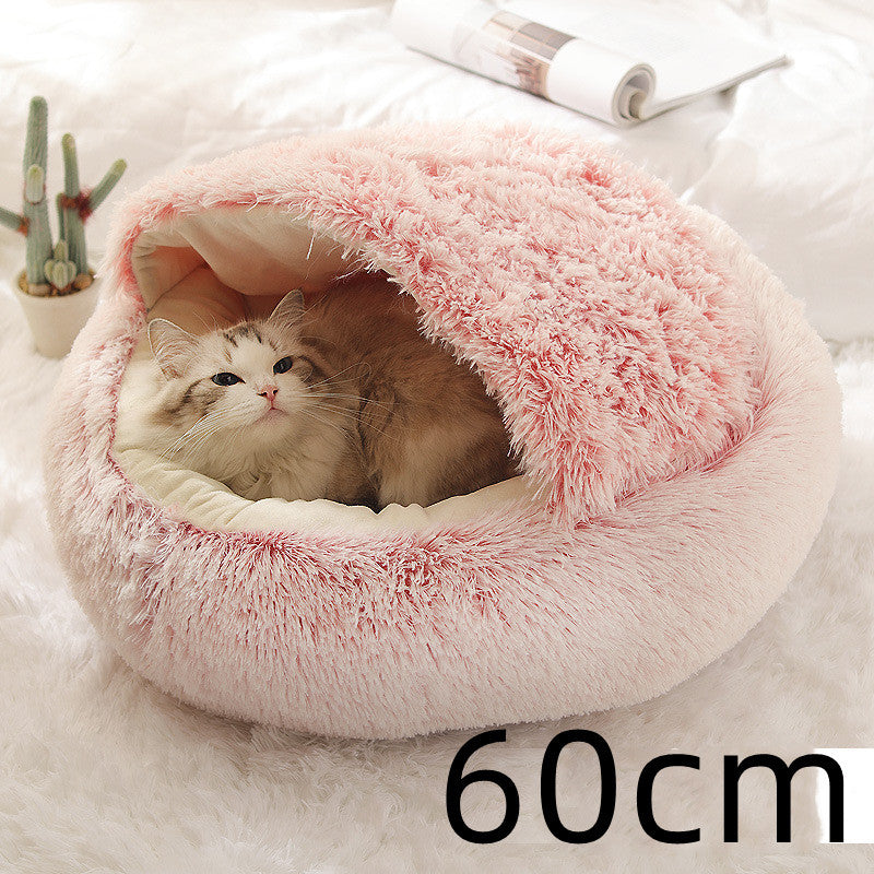 K & S | Rundes Kuschelbett für Hunde & Katzen aus Plüsch - Weiches & Waschbares Haustierbett für Winter & Zuhause