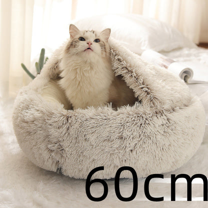 K & S | Rundes Kuschelbett für Hunde & Katzen aus Plüsch - Weiches & Waschbares Haustierbett für Winter & Zuhause