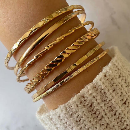 K & S | Damen Armband Set Gold – Trendige Gliederkette & Geometrischer Schmuck Elegant