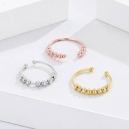 K & S | Damenring 925 Silber Drehbar – Eleganter Kugelring Schmuck Modern & Stresslindernd