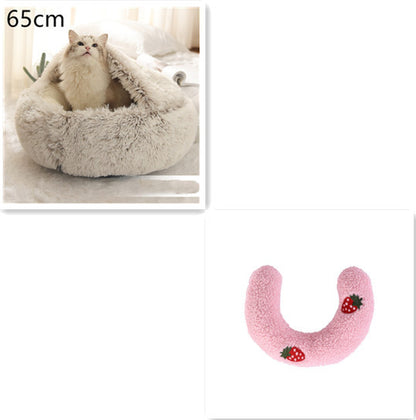 K & S | Rundes Kuschelbett für Hunde & Katzen aus Plüsch - Weiches & Waschbares Haustierbett für Winter & Zuhause