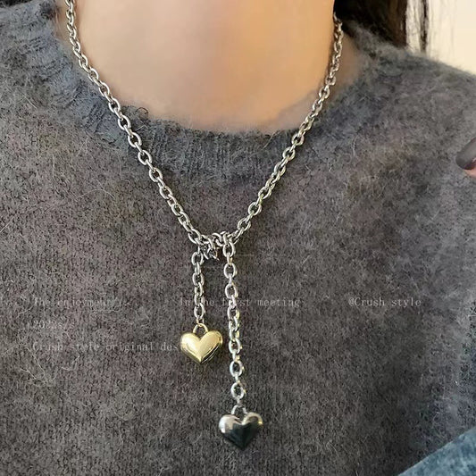 K & S | Damen Halskette Silber Lang mit Herz Anhänger – Eleganter Schmuck & Geschenkidee
