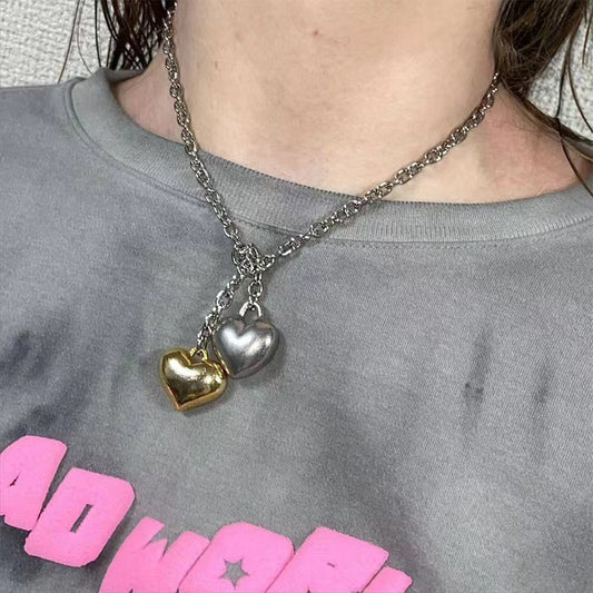 Chunky Gliederhalskette Herz-Anhänger | Geschenkidee