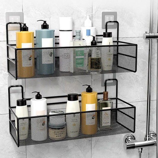 K & S | Wandregal ohne Bohren Bad & Dusche – 2 Ebenen Eisen Rostfrei & Platzsparend