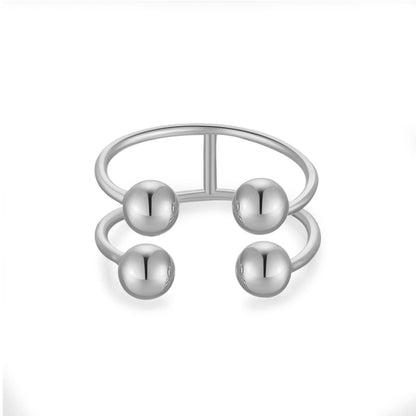 K & S | Damenring 925 Silber Verstellbar – Moderner U-Förmiger Kugelring Eleganter Schmuck