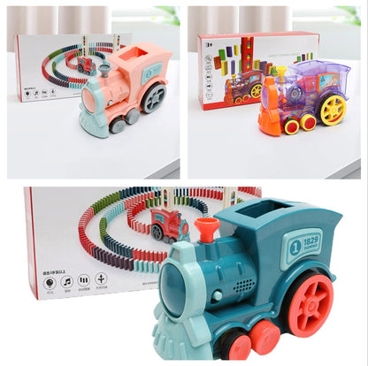 K & S | Automatischer Domino-Zug für Kinder - Kreatives Baustein & Puzzle-Spielzeug für Spaß & Lernen