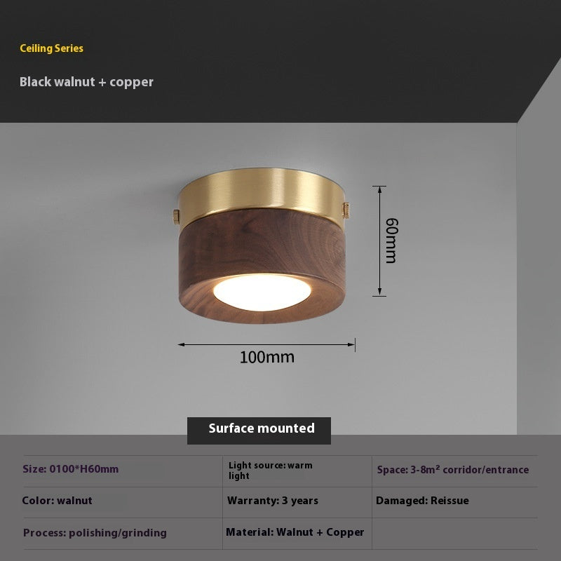 K & S | LED Deckenstrahler – Runde Deckenlampe aus Walnussholz im modernen Design