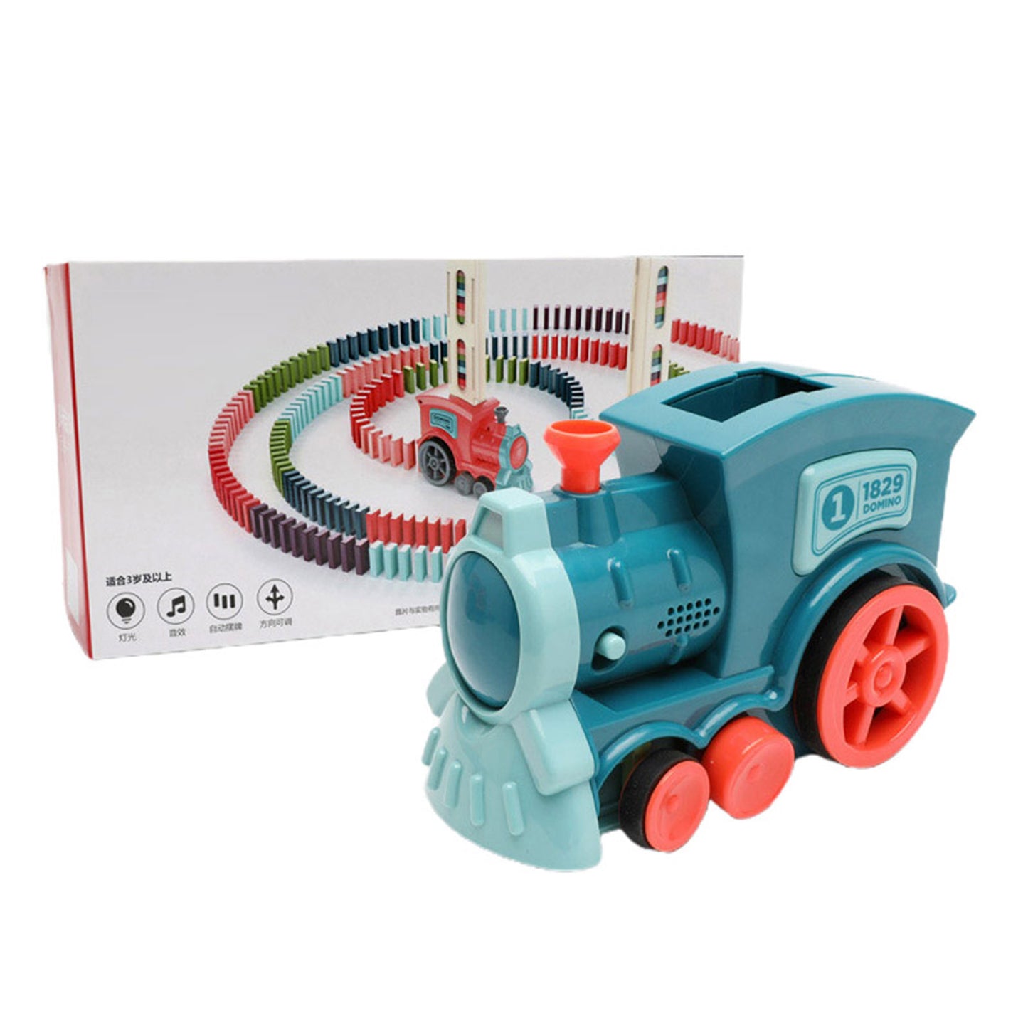 K & S | Automatischer Domino-Zug für Kinder - Kreatives Baustein & Puzzle-Spielzeug für Spaß & Lernen