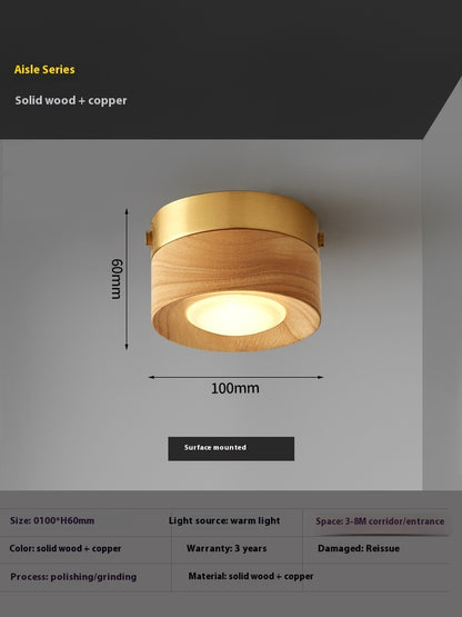 K & S | LED Deckenstrahler – Runde Deckenlampe aus Walnussholz im modernen Design