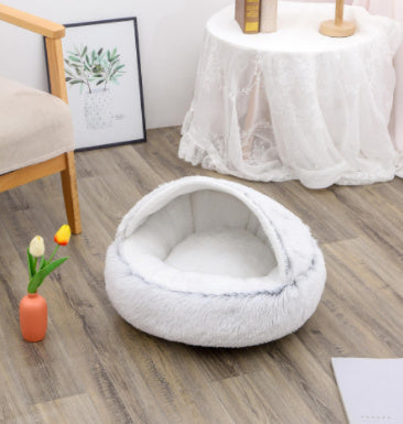 K & S | Rundes Kuschelbett für Hunde & Katzen aus Plüsch - Weiches & Waschbares Haustierbett für Winter & Zuhause