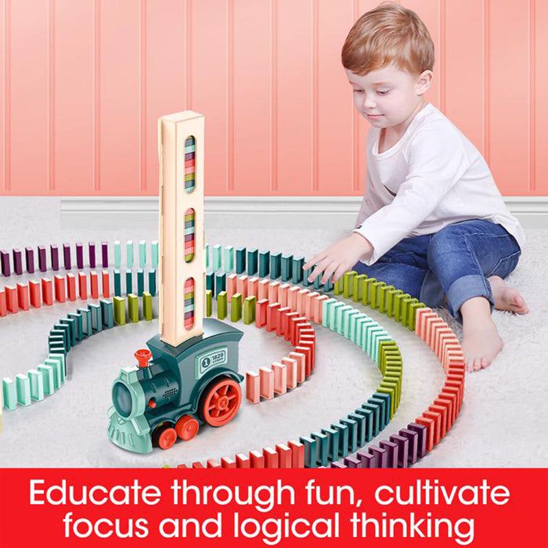 K & S | Automatischer Domino-Zug für Kinder - Kreatives Baustein & Puzzle-Spielzeug für Spaß & Lernen