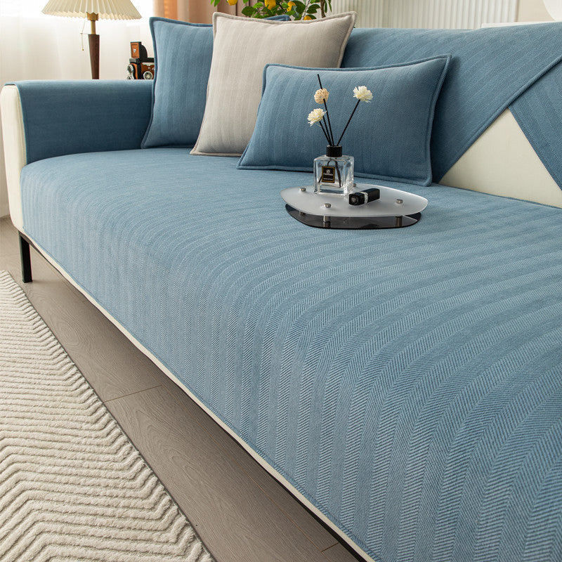 K & S | Sofaüberwurf & Kissenbezug Chenille – Dick Weich & Waschbar Minimalistisches Design