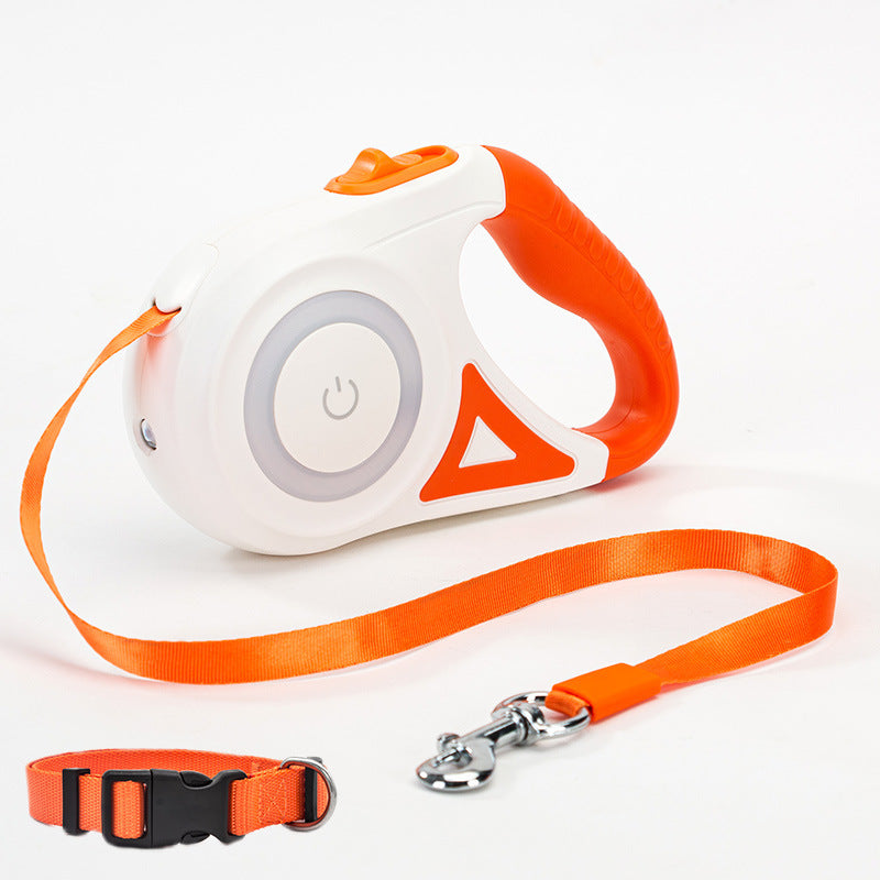 K & S | Automatische Flexi-Leine mit Halsband - Verstellbare Hundeleine für Hunde & Katzen
