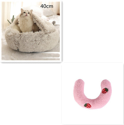 K & S | Rundes Kuschelbett für Hunde & Katzen aus Plüsch - Weiches & Waschbares Haustierbett für Winter & Zuhause