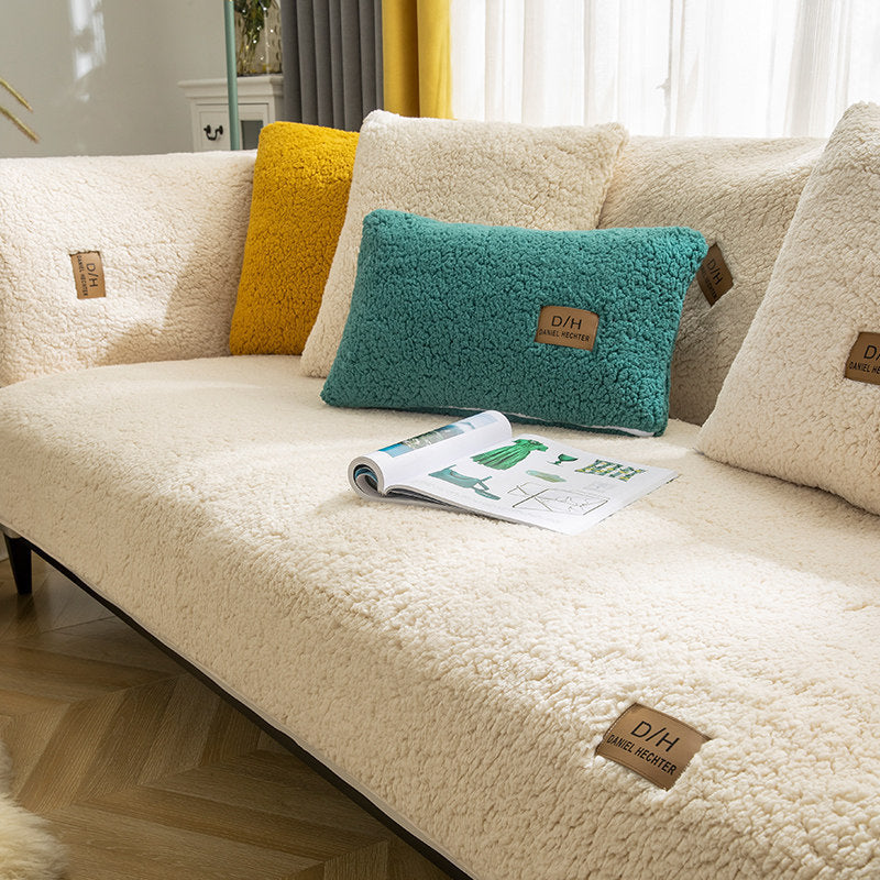 K & S | Sofaüberwurf Lammwolle Winter – Dicke Weiche & Rutschfeste Couchdecke